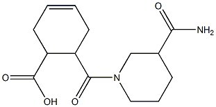 6-{[3-(aminocarbonyl)piperidin-1-yl]carbonyl}cyclohex-3-ene-1-carboxylic acid 化学構造式