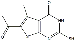 6-acetyl-2-mercapto-5-methylthieno[2,3-d]pyrimidin-4(3H)-one Struktur