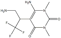 6-amino-5-[1-(aminomethyl)-2,2,2-trifluoroethyl]-1,3-dimethylpyrimidine-2,4(1H,3H)-dione 化学構造式
