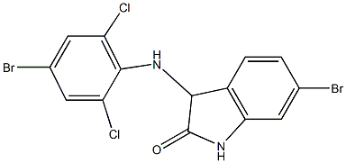 6-bromo-3-[(4-bromo-2,6-dichlorophenyl)amino]-2,3-dihydro-1H-indol-2-one,,结构式