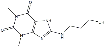 8-[(3-hydroxypropyl)amino]-1,3-dimethyl-2,3,6,7-tetrahydro-1H-purine-2,6-dione 结构式