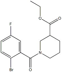 ethyl 1-[(2-bromo-5-fluorophenyl)carbonyl]piperidine-3-carboxylate 化学構造式