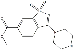 methyl 3-piperazin-1-yl-1,2-benzisothiazole-6-carboxylate 1,1-dioxide,,结构式