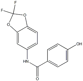 N-(2,2-difluoro-2H-1,3-benzodioxol-5-yl)-4-hydroxybenzamide,,结构式