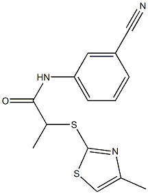 N-(3-cyanophenyl)-2-[(4-methyl-1,3-thiazol-2-yl)sulfanyl]propanamide 化学構造式