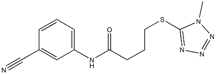 N-(3-cyanophenyl)-4-[(1-methyl-1H-1,2,3,4-tetrazol-5-yl)sulfanyl]butanamide,,结构式