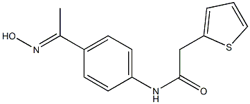 N-{4-[(1E)-N-hydroxyethanimidoyl]phenyl}-2-thien-2-ylacetamide 化学構造式