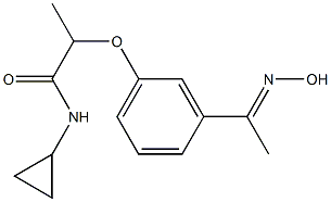 N-cyclopropyl-2-{3-[1-(hydroxyimino)ethyl]phenoxy}propanamide Struktur