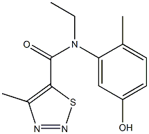 N-ethyl-N-(5-hydroxy-2-methylphenyl)-4-methyl-1,2,3-thiadiazole-5-carboxamide,,结构式