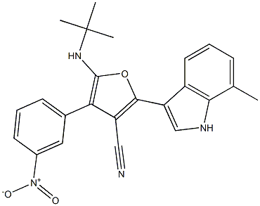 3-Furancarbonitrile,  5-[(1,1-dimethylethyl)amino]-2-(7-methyl-1H-indol-3-yl)-4-(3-nitrophenyl)- Structure