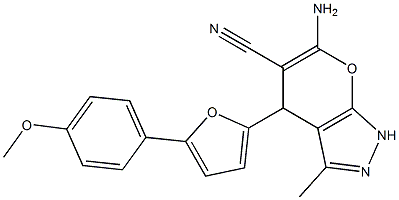 6-amino-4-[5-(4-methoxyphenyl)-2-furyl]-3-methyl-1,4-dihydropyrano[2,3-c]pyrazole-5-carbonitrile Structure