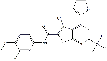 3-amino-N-(3,4-dimethoxyphenyl)-4-(2-furyl)-6-(trifluoromethyl)thieno[2,3-b]pyridine-2-carboxamide Structure