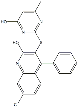 7-chloro-3-[(4-hydroxy-6-methyl-2-pyrimidinyl)sulfanyl]-4-phenyl-2-quinolinol,,结构式