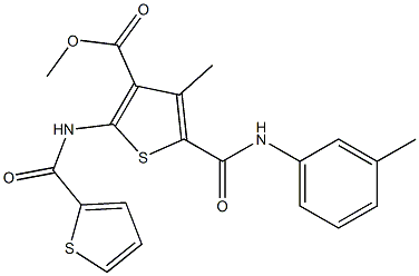 methyl 4-methyl-5-{[(3-methylphenyl)amino]carbonyl}-2-[(thien-2-ylcarbonyl)amino]thiophene-3-carboxylate,,结构式