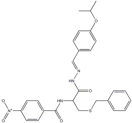 N-{1-[(benzylsulfanyl)methyl]-2-[2-(4-isopropoxybenzylidene)hydrazino]-2-oxoethyl}-4-nitrobenzamide Struktur