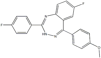7-fluoro-2-(4-fluorophenyl)-5-(4-methoxyphenyl)-3H-1,3,4-benzotriazepine 结构式