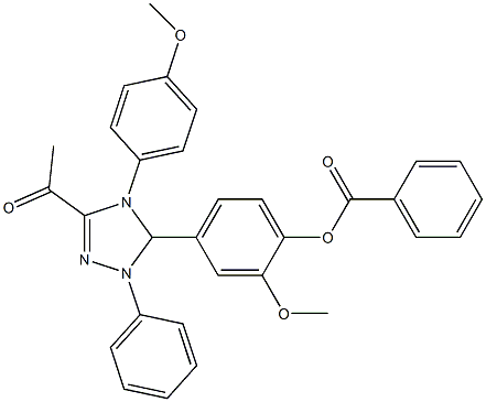 4-[3-acetyl-4-(4-methoxyphenyl)-1-phenyl-4,5-dihydro-1H-1,2,4-triazol-5-yl]-2-methoxyphenyl benzoate Structure