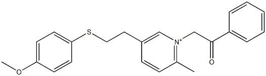5-{2-[(4-methoxyphenyl)sulfanyl]ethyl}-2-methyl-1-(2-oxo-2-phenylethyl)pyridinium 化学構造式