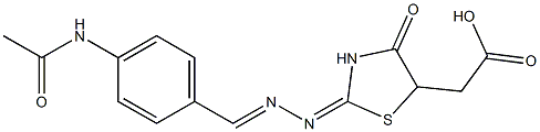 (2-{[4-(acetylamino)benzylidene]hydrazono}-4-oxo-1,3-thiazolidin-5-yl)acetic acid Structure