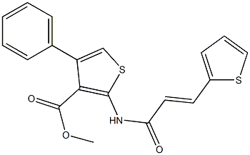 methyl 4-phenyl-2-{[3-(2-thienyl)acryloyl]amino}-3-thiophenecarboxylate Struktur