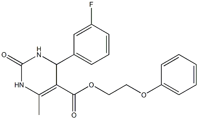 2-(phenyloxy)ethyl 4-(3-fluorophenyl)-6-methyl-2-oxo-1,2,3,4-tetrahydropyrimidine-5-carboxylate Struktur