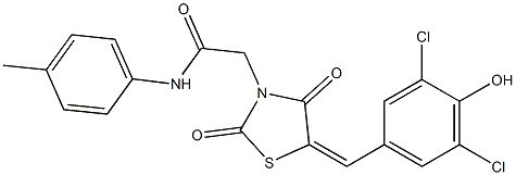 2-[5-(3,5-dichloro-4-hydroxybenzylidene)-2,4-dioxo-1,3-thiazolidin-3-yl]-N-(4-methylphenyl)acetamide Structure