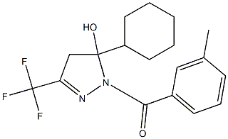 5-cyclohexyl-1-(3-methylbenzoyl)-3-(trifluoromethyl)-4,5-dihydro-1H-pyrazol-5-ol 结构式