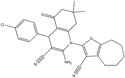 2-amino-4-(4-chlorophenyl)-1-(3-cyano-5,6,7,8-tetrahydro-4H-cyclohepta[b]thien-2-yl)-7,7-dimethyl-5-oxo-1,4,5,6,7,8-hexahydro-3-quinolinecarbonitrile