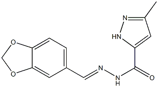 N'-(1,3-benzodioxol-5-ylmethylene)-3-methyl-1H-pyrazole-5-carbohydrazide Struktur
