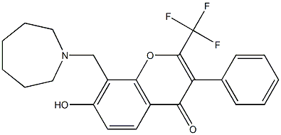 8-(1-azepanylmethyl)-7-hydroxy-3-phenyl-2-(trifluoromethyl)-4H-chromen-4-one 化学構造式