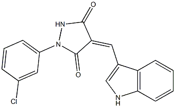 1-(3-chlorophenyl)-4-(1H-indol-3-ylmethylene)-3,5-pyrazolidinedione Structure