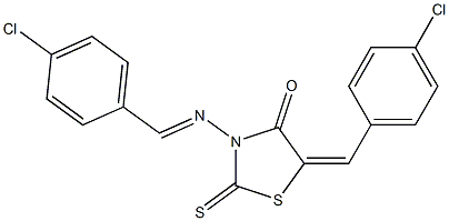 5-(4-chlorobenzylidene)-3-[(4-chlorobenzylidene)amino]-2-thioxo-1,3-thiazolidin-4-one,,结构式