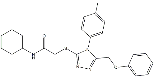 N-cyclohexyl-2-{[4-(4-methylphenyl)-5-(phenoxymethyl)-4H-1,2,4-triazol-3-yl]sulfanyl}acetamide 结构式