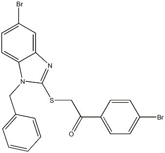 2-[(1-benzyl-5-bromo-1H-benzimidazol-2-yl)sulfanyl]-1-(4-bromophenyl)ethanone 结构式