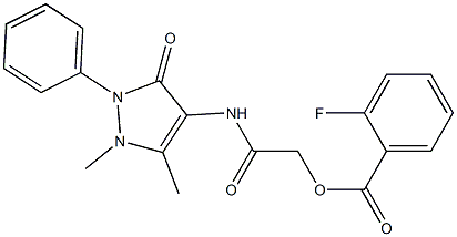 2-[(1,5-dimethyl-3-oxo-2-phenyl-2,3-dihydro-1H-pyrazol-4-yl)amino]-2-oxoethyl 2-fluorobenzoate Structure