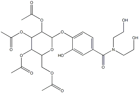 3,5-bis(acetyloxy)-2-[(acetyloxy)methyl]-6-(4-{[bis(2-hydroxyethyl)amino]carbonyl}-2-hydroxyphenoxy)tetrahydro-2H-pyran-4-yl acetate Structure