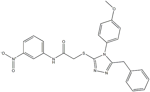 2-{[5-benzyl-4-(4-methoxyphenyl)-4H-1,2,4-triazol-3-yl]sulfanyl}-N-{3-nitrophenyl}acetamide Struktur