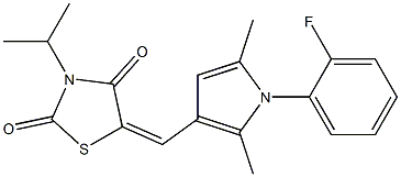 5-{[1-(2-fluorophenyl)-2,5-dimethyl-1H-pyrrol-3-yl]methylene}-3-isopropyl-1,3-thiazolidine-2,4-dione 化学構造式
