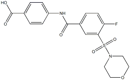 4-{[4-fluoro-3-(4-morpholinylsulfonyl)benzoyl]amino}benzoic acid Struktur