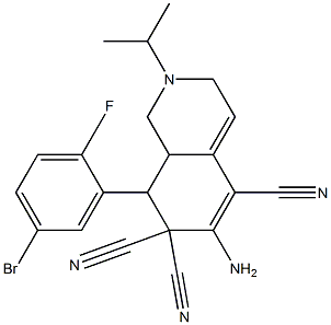 6-amino-8-(5-bromo-2-fluorophenyl)-2-isopropyl-2,3,8,8a-tetrahydro-5,7,7(1H)-isoquinolinetricarbonitrile 结构式