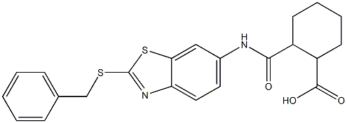 2-({[2-(benzylsulfanyl)-1,3-benzothiazol-6-yl]amino}carbonyl)cyclohexanecarboxylic acid Structure