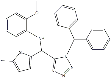 N-[(1-benzhydryl-1H-tetraazol-5-yl)(5-methyl-2-thienyl)methyl]-N-(2-methoxyphenyl)amine Struktur