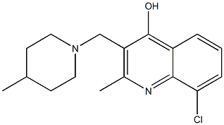 8-chloro-2-methyl-3-[(4-methylpiperidin-1-yl)methyl]quinolin-4-ol 结构式