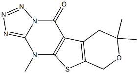 4,8,8-trimethyl-4,6,8,9-tetrahydro-10H-pyrano[4',3':4,5]thieno[2,3-d]tetraazolo[1,5-a]pyrimidin-10-one 化学構造式