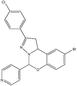 9-bromo-2-(4-chlorophenyl)-5-(4-pyridinyl)-1,10b-dihydropyrazolo[1,5-c][1,3]benzoxazine,,结构式