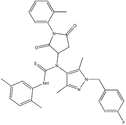  N'-(2,5-dimethylphenyl)-N-[1-(4-fluorobenzyl)-3,5-dimethyl-1H-pyrazol-4-yl]-N-[1-(2-methylphenyl)-2,5-dioxo-3-pyrrolidinyl]thiourea