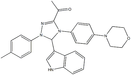 1-{5-(1H-indol-3-yl)-1-(4-methylphenyl)-4-[4-(4-morpholinyl)phenyl]-4,5-dihydro-1H-1,2,4-triazol-3-yl}ethanone 结构式