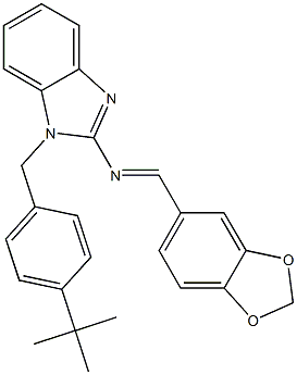 N-(1,3-benzodioxol-5-ylmethylene)-N-[1-(4-tert-butylbenzyl)-1H-benzimidazol-2-yl]amine 化学構造式