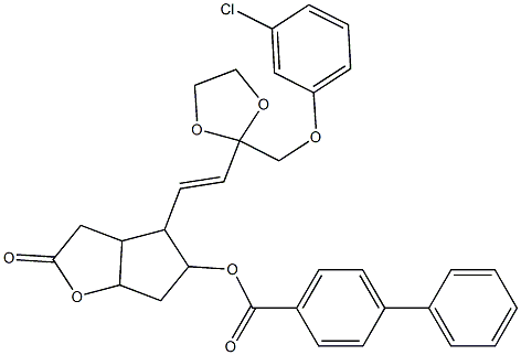 4-(2-{2-[(3-chlorophenoxy)methyl]-1,3-dioxolan-2-yl}vinyl)-2-oxohexahydro-2H-cyclopenta[b]furan-5-yl [1,1'-biphenyl]-4-carboxylate,,结构式