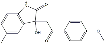 3-hydroxy-3-[2-(4-methoxyphenyl)-2-oxoethyl]-5-methyl-1,3-dihydro-2H-indol-2-one 化学構造式